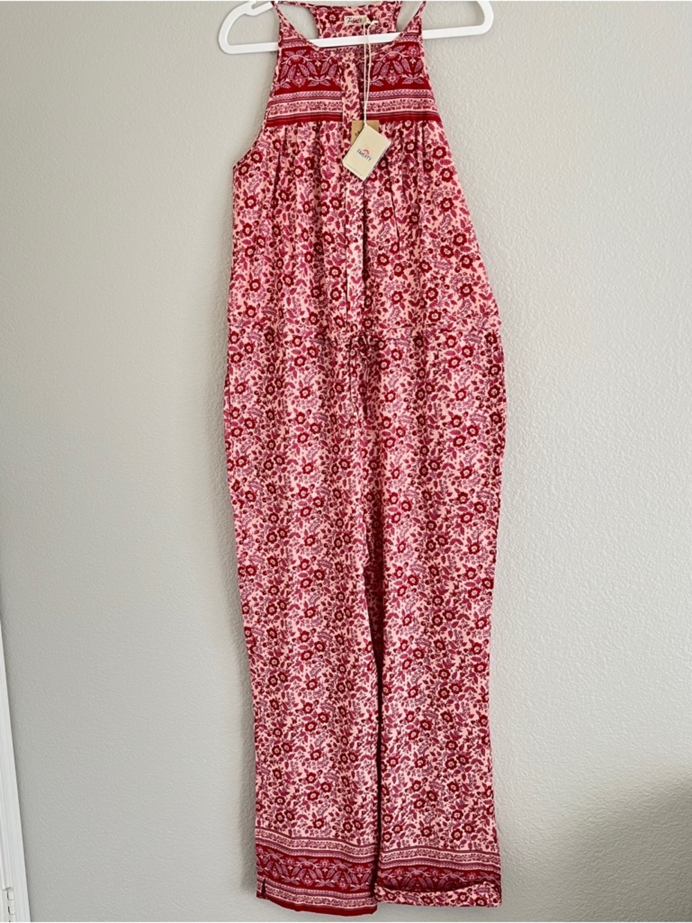 Able Red Floral Halter Jumpsuit